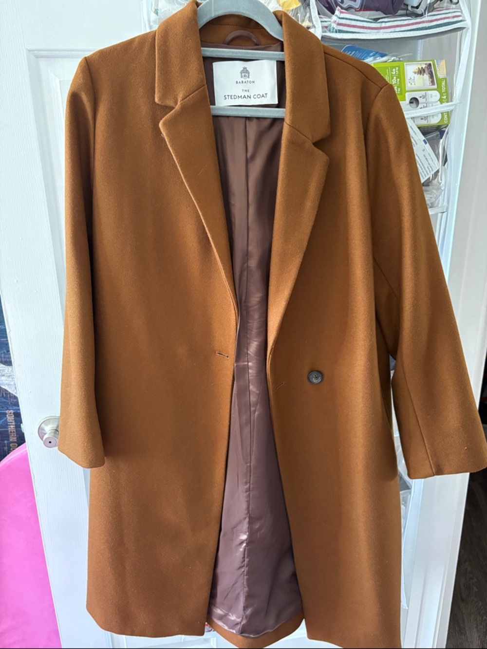 Babaton Caramel Brown Single-Breasted Trench Coat